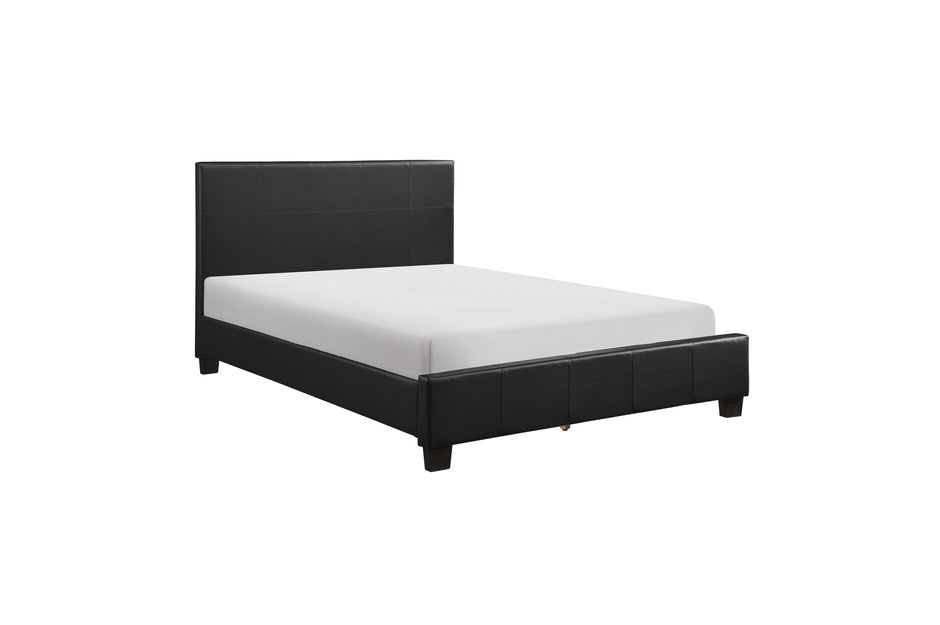 Homelegance 2220-1 Lorenzi Black Queen Upholstered Faux Leather Platform Bed