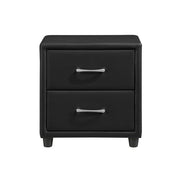 Homelegance 2220-4 Lorenzi Black Faux Leather Upholstered 2 Drawer Nighstand