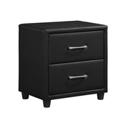 Homelegance 2220-4 Lorenzi Black Faux Leather Upholstered 2 Drawer Nighstand