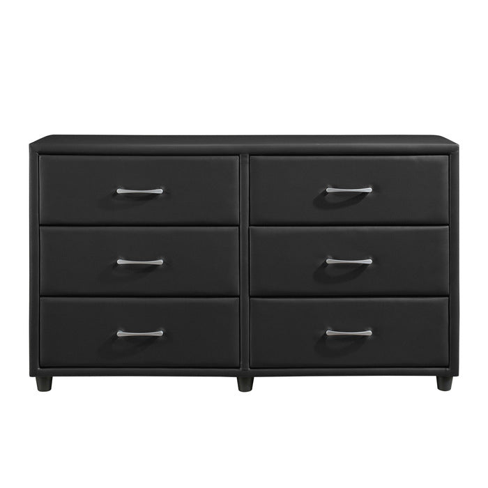 Homelegance 2220-5 Lorenzi Black Faux Leather Upholstered 6 Drawer Dresser ONLY