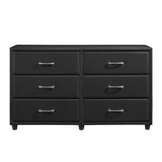 Homelegance 2220-5 Lorenzi Black Faux Leather Upholstered 6 Drawer Dresser ONLY