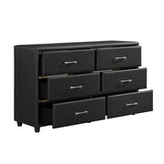 Homelegance 2220-5 Lorenzi Black Faux Leather Upholstered 6 Drawer Dresser ONLY