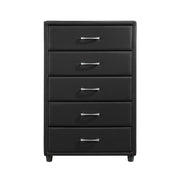 Homelegance 2220-9 Lorenzi Black Faux Leather Upholstered 5 Drawer Chest