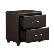 Homelegance 2220DBR-4 Lorenzi Dark Brown Upholstered Faux Leather Nightstand