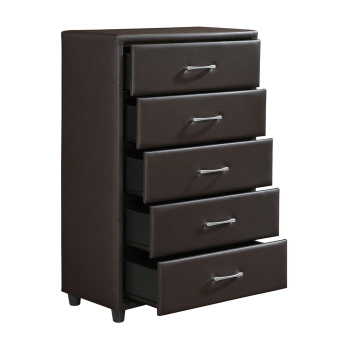 Homelegance 2220DBR-9 Lorenzi Dark Brown Upholstered Faux Leather Chest