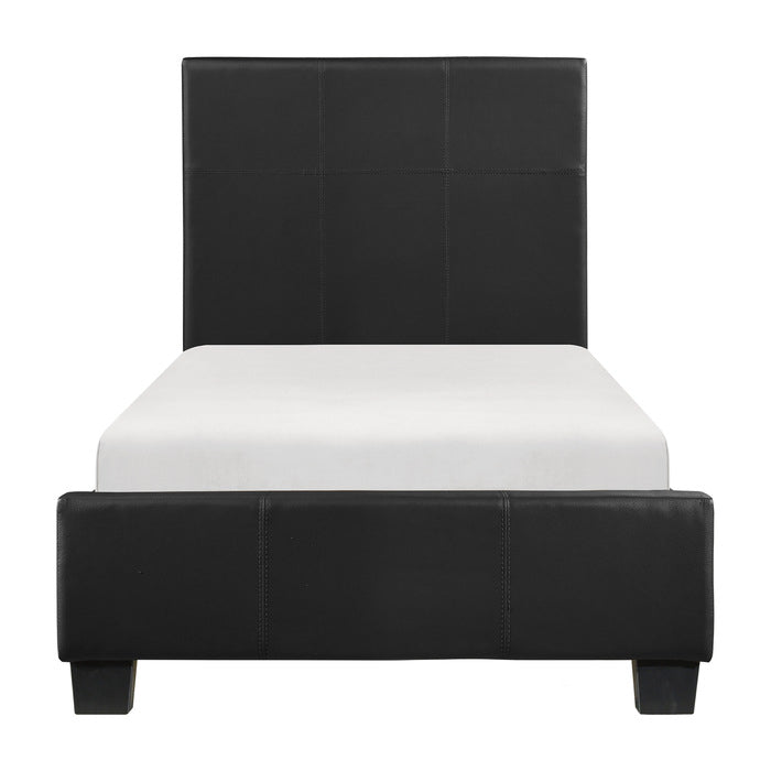 Homelegance 2220T-1 Lorenzi Black Twin Upholstered Faux Leather Platform Bed