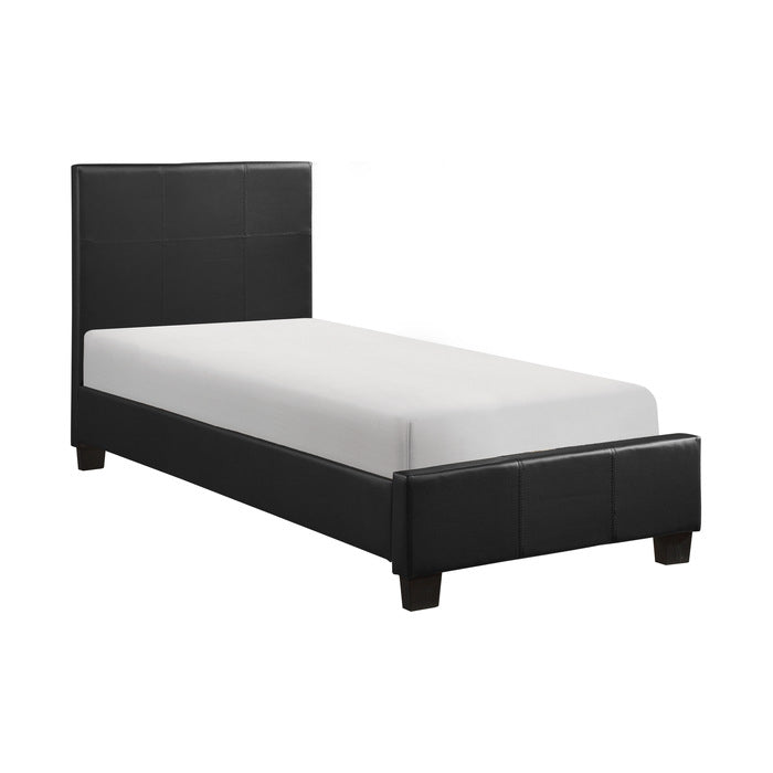 Homelegance 2220T-1 Lorenzi Black Twin Upholstered Faux Leather Platform Bed