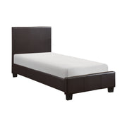 Homelegance 2220TDBR-1 Lorenzi Dark Brown Twin Upholstered Faux Leather Platform Bed