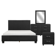 Homelegance 2220-5/6 Lorenzi Black Faux Leather Upholstered 6 Drawer Dresser w/ Black Mirror