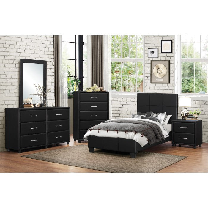 Homelegance 2220T-1 Lorenzi Black Twin Upholstered Faux Leather Platform Bed