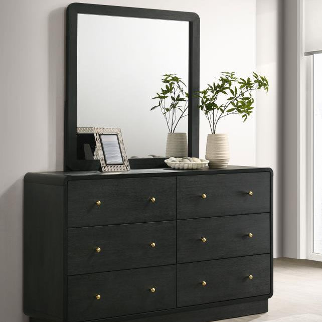 Coaster 223663 / 64 Cavelle Black 6-drawer Dresser Cabinet w/ Mirror