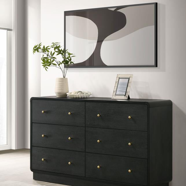 Coaster 223663 Cavelle Black 6-drawer Dresser Cabinet ( No Mirror )