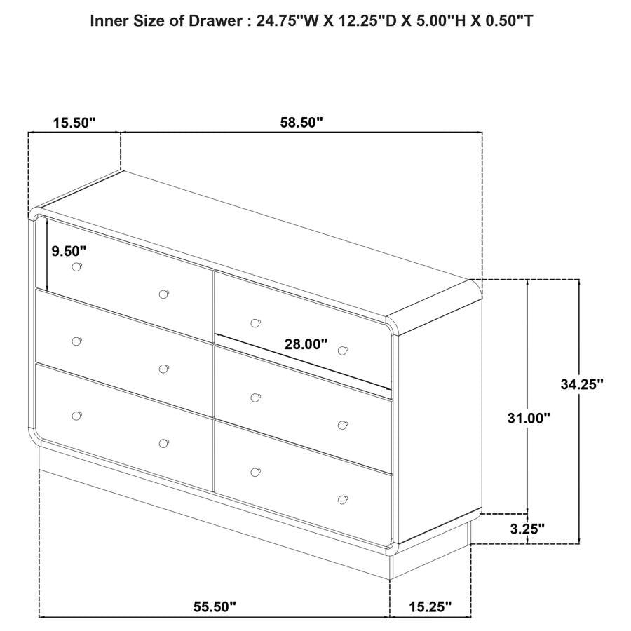 Coaster 223663 Cavelle Black 6-drawer Dresser Cabinet ( No Mirror )
