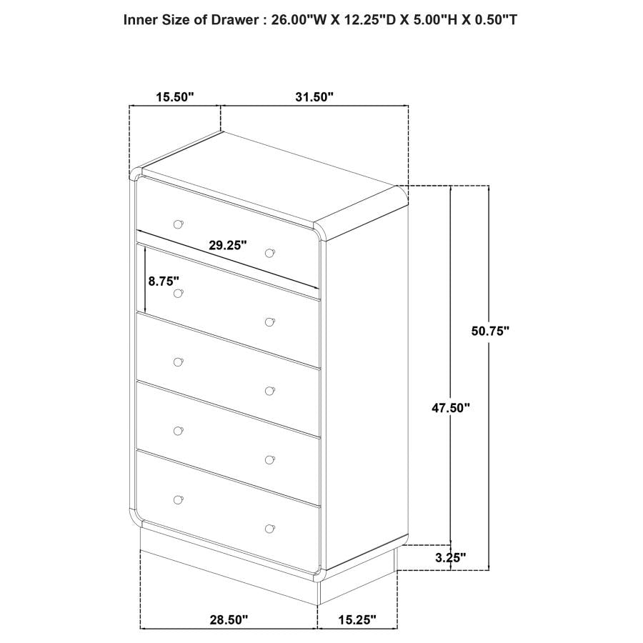 Coaster 223665 Cavelle Black 5-drawer Chest of Drawers