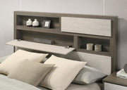 Coaster 224981KE Fenwick Grey Oak Eastern King Bed w/ Bookcase Headboard