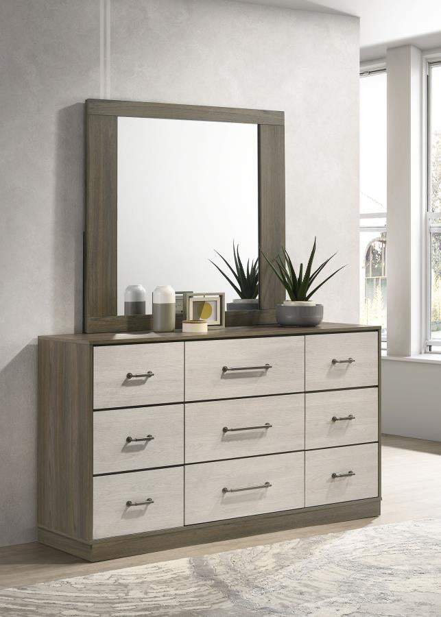 Coaster 224983 / 84 Fenwick Grey Oak 9 Drawer Dresser w/ Mirror