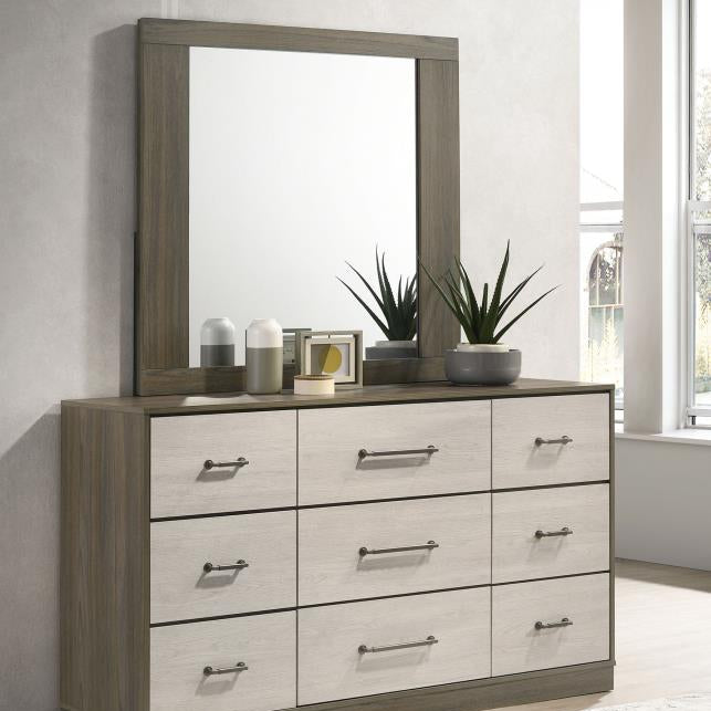 Coaster 224983 / 84 Fenwick Grey Oak 9 Drawer Dresser w/ Mirror