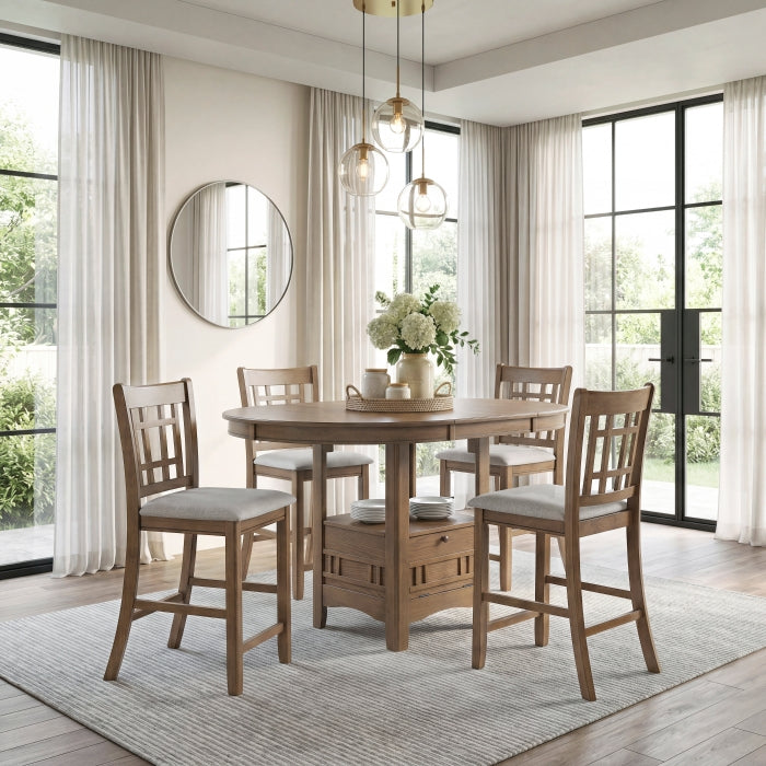 Homelegance 2423BR Junipero Brown 5pc Counter Height Dinette