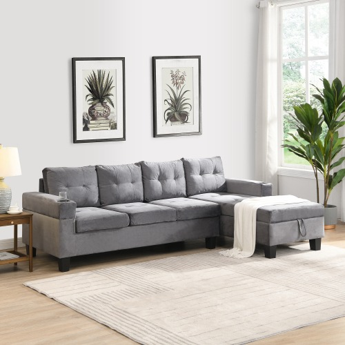 Milton K214S00003 2 Piece Gray Sectional Sofa w/ Storage Chaise
