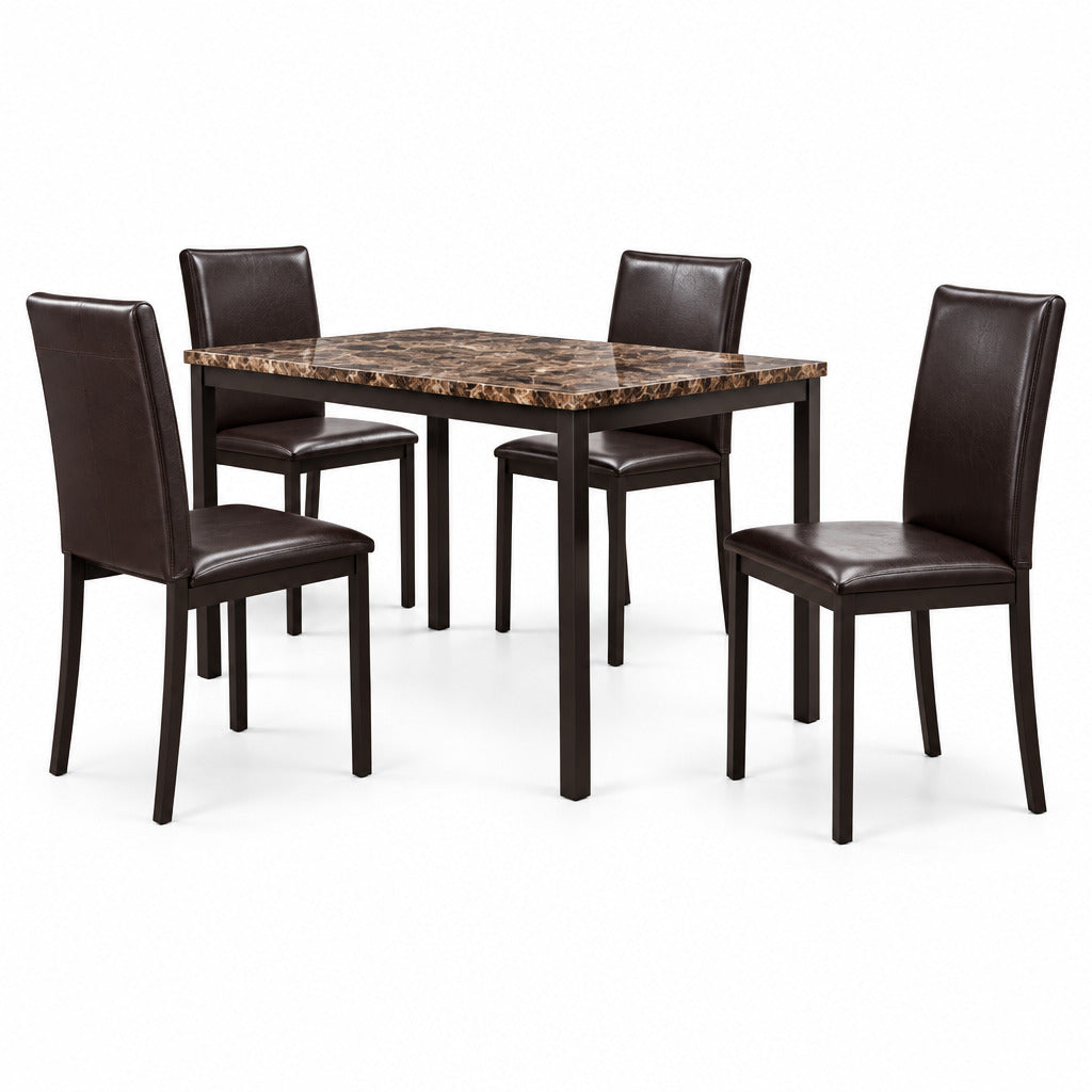 Homelegance 2601-48*5 Tempe Brown Faux Marble 5pc Dining Set