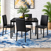 Homelegance 2601BK-48*5S1 Tempe Black Faux Marble 5pc Dining Set