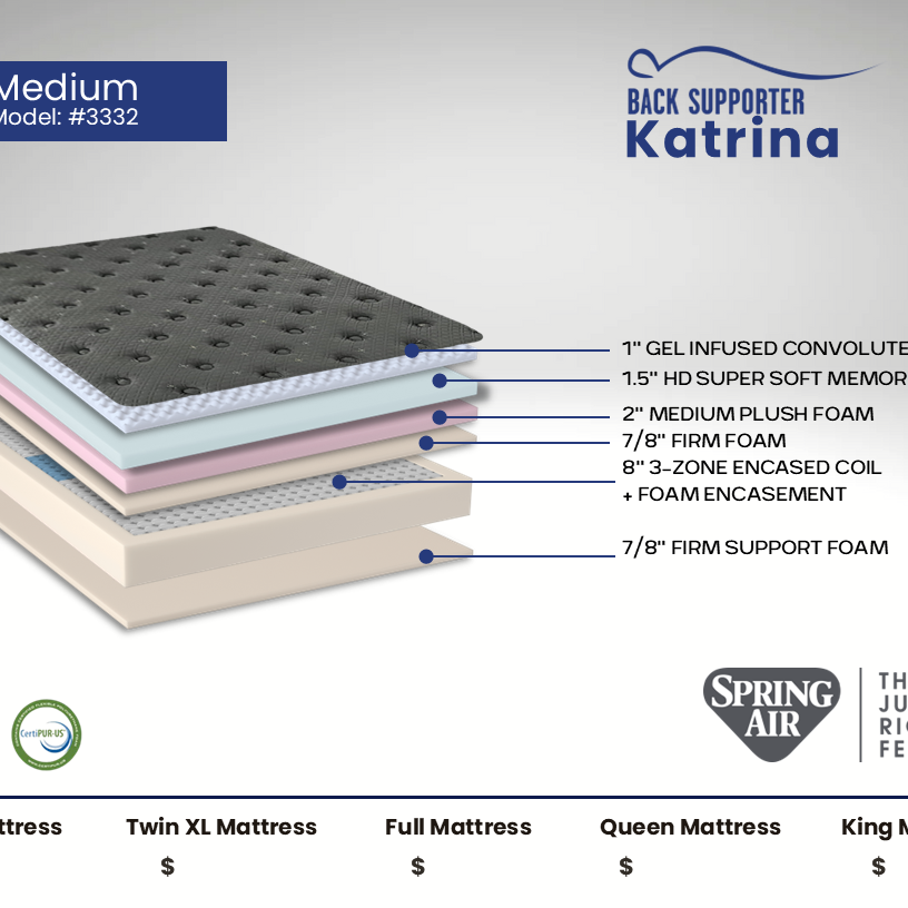 Sound Sleep 3332 Katrina Medium Spring Air King Mattress