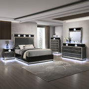 FOA FM72020DG-EK-BED Noire Gray & Black King LED Bed