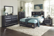 Homelegance 1553-1 Rosemont Midnight Blue Queen Platform Bed w/ Storage