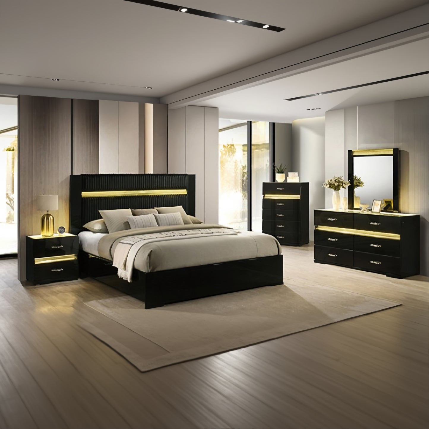 FOA FM72015BK-DM Lucida Black LED Dresser Mirror