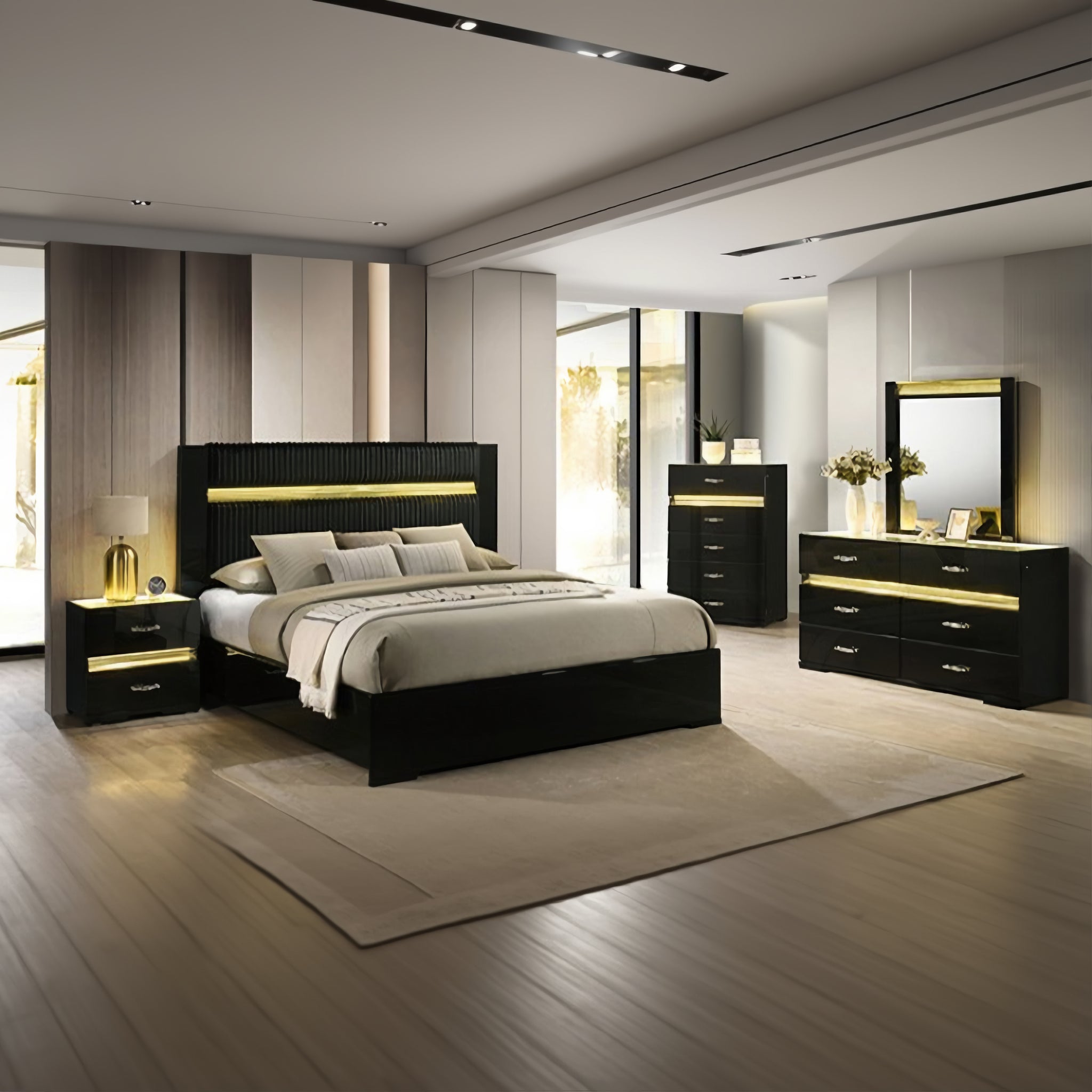 FOA FM72015BK-DM Lucida Black LED Dresser Mirror