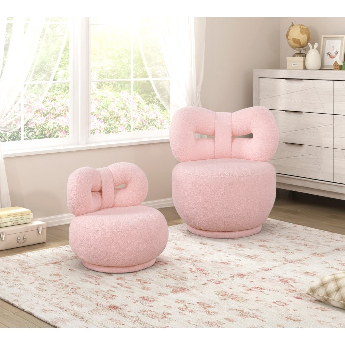 Homelegance 4213PK-1MN Mallow Mini Pink Bow Kid's Swivel Chair