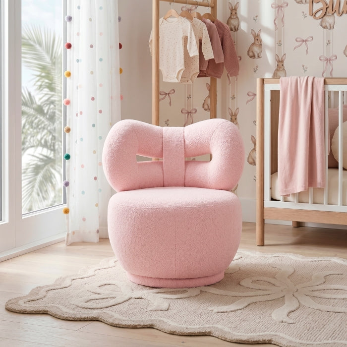 Homelegance 4213PK-1BG Mallow Pink Bow Kid's Swivel Chair
