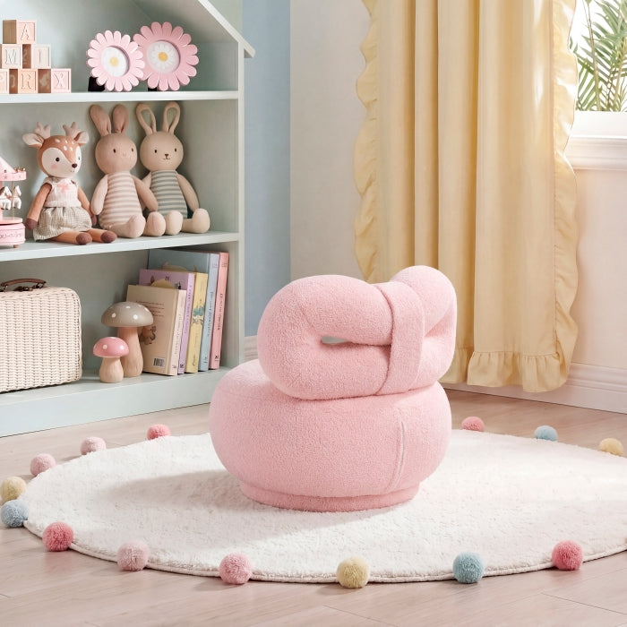 Homelegance 4213PK-1MN Mallow Mini Pink Bow Kid's Swivel Chair