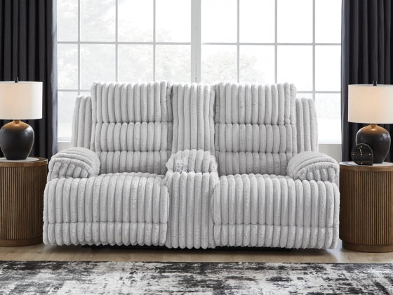Ashley 4280496 Rhines Falls Alloy Power Reclining Loveseat w/ Console