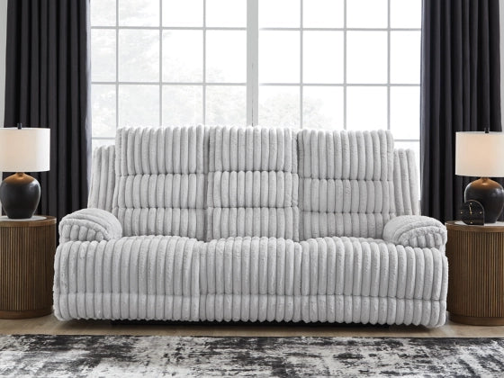Ashley 4280499 Rhines Falls Alloy Power Reclining Sofa w/ Drop Down Table