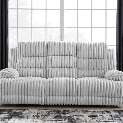 Ashley 4280499 Rhines Falls Alloy Power Reclining Sofa w/ Drop Down Table
