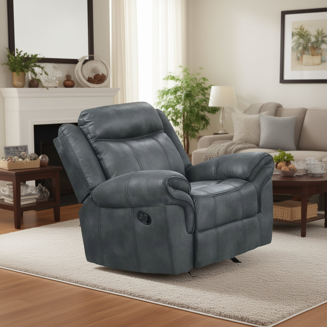 FOA NX6001DG-CH Agata Dark Gray Manual Glider Recliner