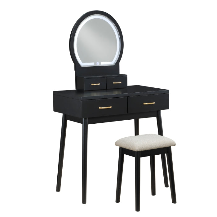 Homelegance 4565BK Black Vanity Dresser with Mirror and Stool