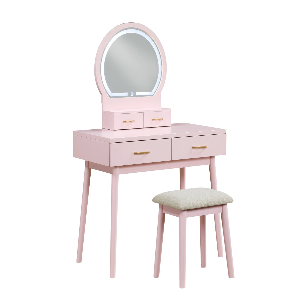 Homelegance 4565PK Pink Vanity Dresser with Mirror and Stool