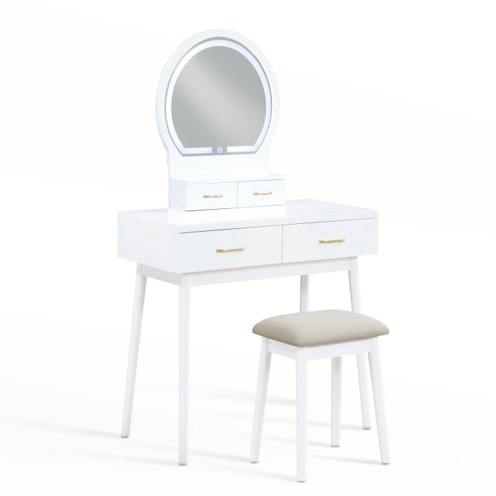 Homelegance 4565WH White Vanity Dresser with Mirror and Stool