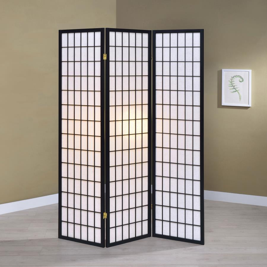 Coaster 4622 Carrie Black 3-Panel Room Divider Folding Shoji Screen