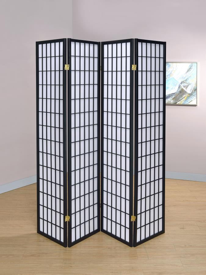 Coaster 4624 Roberto Black 4-Panel Room Divider Folding Shoji Screen