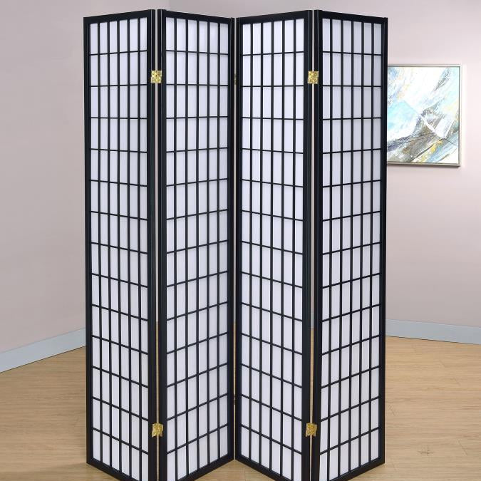 Coaster 4624 Roberto Black 4-Panel Room Divider Folding Shoji Screen