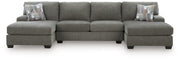 Ashley PC48405S7 Newellen Greystone 3 Piece Sleeper Sectional with Double Chaise ( Special Order )
