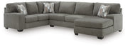 Ashley PC48405S2 Newellen Greystone 3 Piece Sectional with RHF Chaise