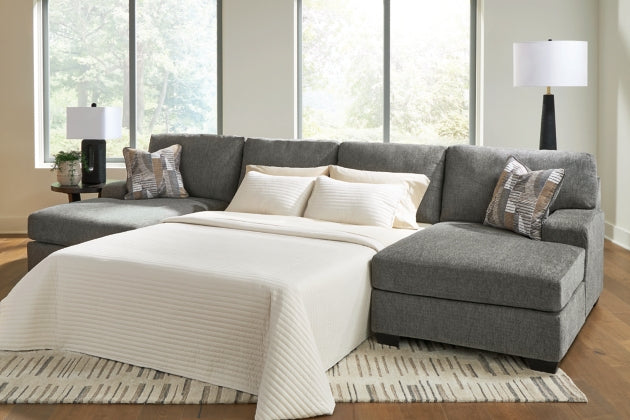 Ashley PC48405S7 Newellen Greystone 3 Piece Sleeper Sectional with Double Chaise ( Special Order )