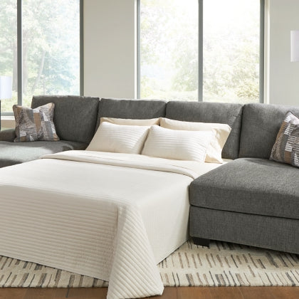 Ashley PC48405S7 Newellen Greystone 3 Piece Sleeper Sectional with Double Chaise ( Special Order )