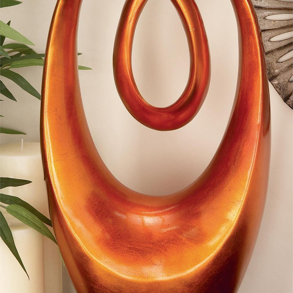 UMA 49782 Orange Polystone Abstract Swirl Decorative Sculpture, 11" x 6" x 20"