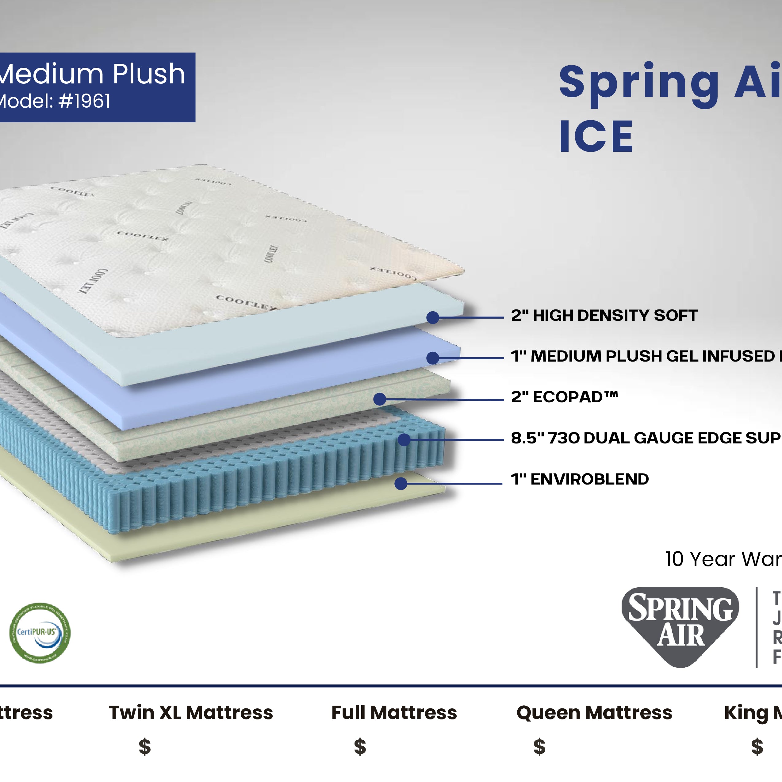 Sound Sleep 1961 Spring Air Ice Plush King Mattress
