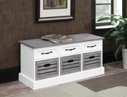 Coaster 501196 Alma 3-drawer Storage Bench / Shoe Cabinet White and Weathered Grey